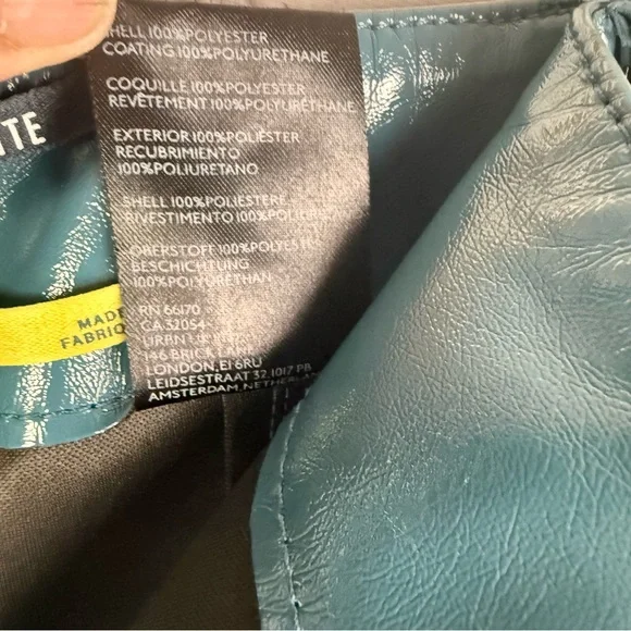 Anthropologie Colette Faux Patent Leather Wide-Leg Pants Teal Size 32 - Picture 9 of 9